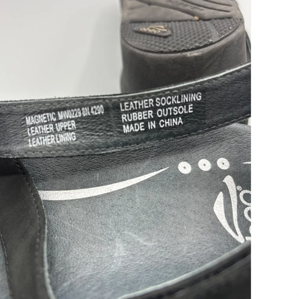 Abeo‎ BIO System Black Nubuck Leather Wedge Sandals Womens 8 N Orthotic  Comfort